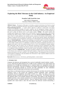 Exploring the Risk Tolerance in the Gold Industry: An Empirical Study