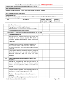 STATIC-Vendor document submission checklist