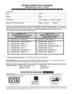 VIRGINIA TRAPPER SKILLS WEEKEND REGISTRATION