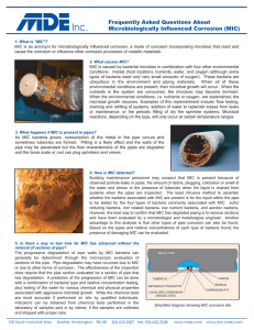 Microbiologically Influenced Corrosion- MIC