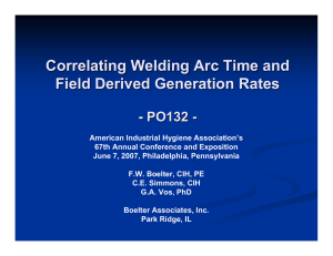Correlating Welding Arc Time and Field Derived Generation Rates