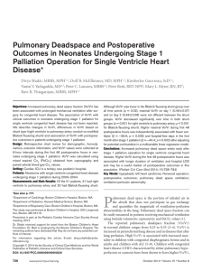 Pulmonary Deadspace and Postoperative Outcomes in Neonates