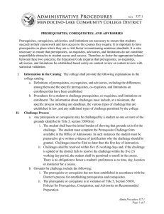 administrative regulations for prerequisites, corequisites