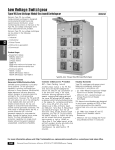 Type WL Low Voltage Metal-Enclosed Switchgear