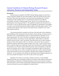 Guidelines for Laboratory Research and Independent Study Projects