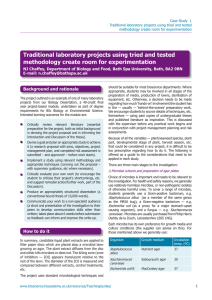 Traditional laboratory projects using tried and tested methodology