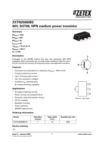 Zetex - ZXTN25060BZ 60V, SOT89, NPN medium power transistor