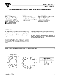 DG411/412/413 Precision Monolithic Quad SPST CMOS Analog