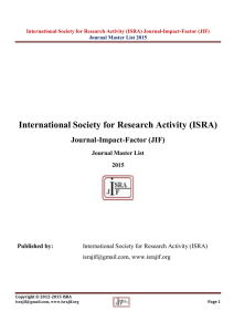 ISRAJIF Journal Master List 2015 - (ISRA): Journal-Impact