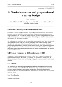 9. Needed resources and preparation of a survey budget
