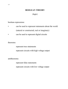 BOOLEAN THEORY (logic) boolean expressions: • can be used to