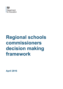 Regional schools commissioners decision making framework