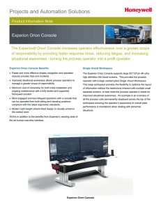 Experion Orion Console PIN - Honeywell Process Solutions