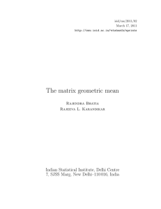 The matrix geometric mean - Indian Statistical Institute