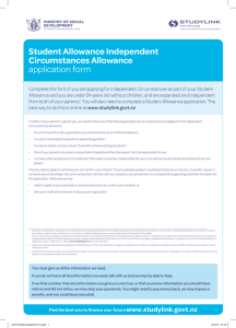 Independent Circumstances Allowance application