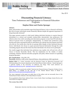 Discounting Financial Literacy - Federal Reserve Bank of Boston