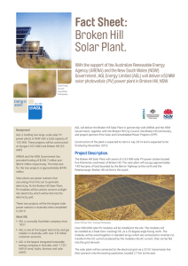 Fact Sheet: Broken Hill Solar Plant.