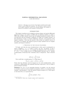 PARTIAL DIFFERENTIAL EQUATIONS INTRODUCTION The Laplace