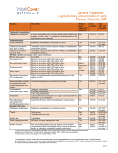 General Practitioner Supplementary services table of costs