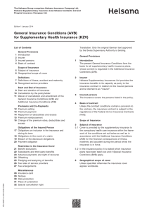 General Insurance Conditions (AVB) for Supplementary Health