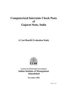 Computerized Interstate Check Posts of Gujarat State, India: A Cost