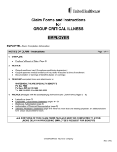 Claim Forms and Instructions GROUP CRITICAL ILLNESS
