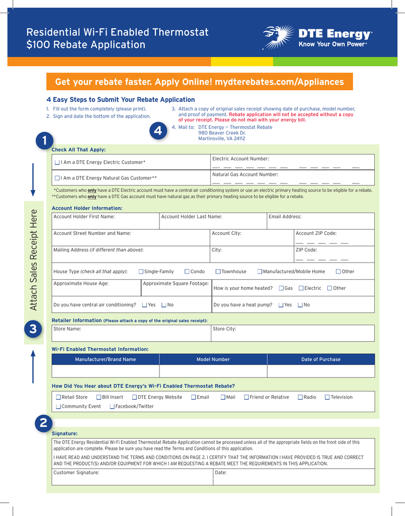 Dte Appliance Rebate Application Form