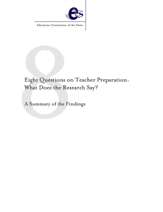 Eight Questions on Teacher Preparation: What Does the Research