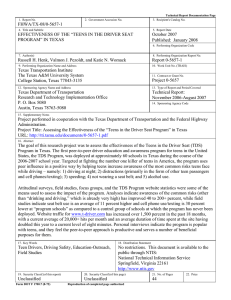 Effectiveness of the "Teens in the Driver Seat