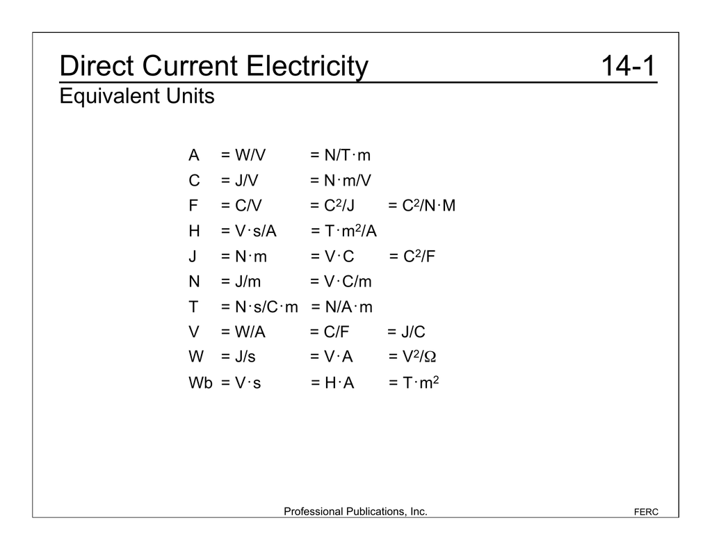 14 1 Direct Current Electricity