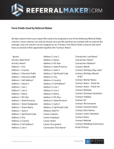 Form Fields Used by Referral Maker