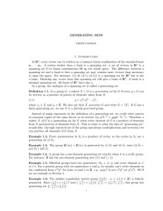 GENERATING SETS 1. Introduction In Rn, every vector can be