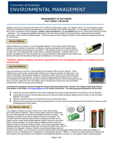 Battery Fact Sheet - Environmental Health And Safety
