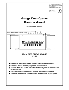 Garage Door Opener Owner`s Manual