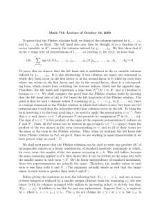 Math 711: Lecture of October 19, 2005 To prove that the Plücker