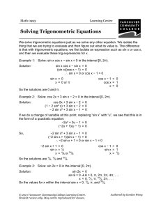 Solving Trig Equations - VCC Library