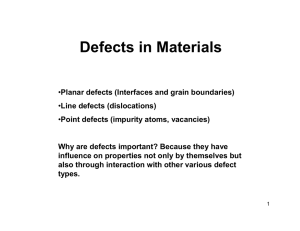 NT Lecture on Defects in Materials