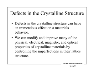 Defects in the Crystalline Structure