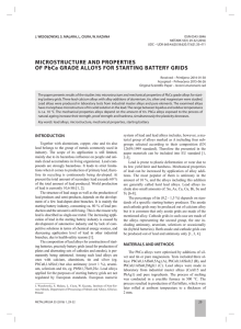 MICROSTRUCTURE AND PROPERTIES OF PbCa GRADE