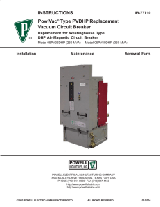 IB-77110 PowlVac Type PV DHP, 5kV Westinghouse Replacement CB