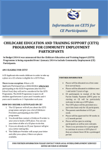 Information on CETS for CE Participants