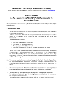 Specifications for the organization of the FCI World Championship