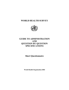 Guide to administration and question by question specifications