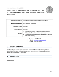 BFB-G-46: Guidelines for the Purchase and Use of Cellular