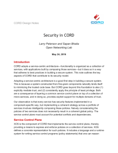 Security in CORD A brief introduction to CORD`s security