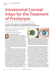 Intrastromal Corneal Inlays for the Treatment of Presbyopia