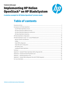 Implementing HP Helion OpenStack on HP BladeSystem: A solution