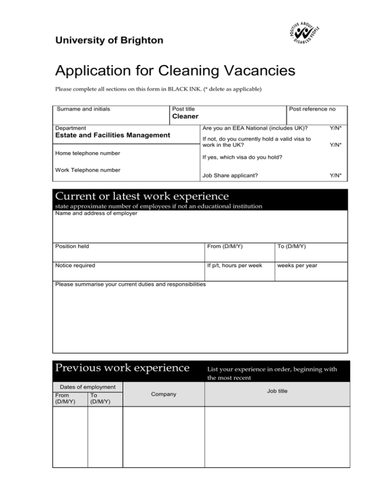 Application For Employment Delete As Applicable 