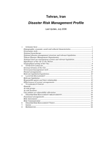 Tehran, Iran Disaster Risk Management Profile