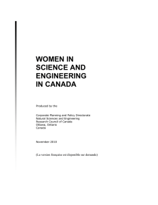 WOMEN IN SCIENCE AND ENGINEERING IN CANADA